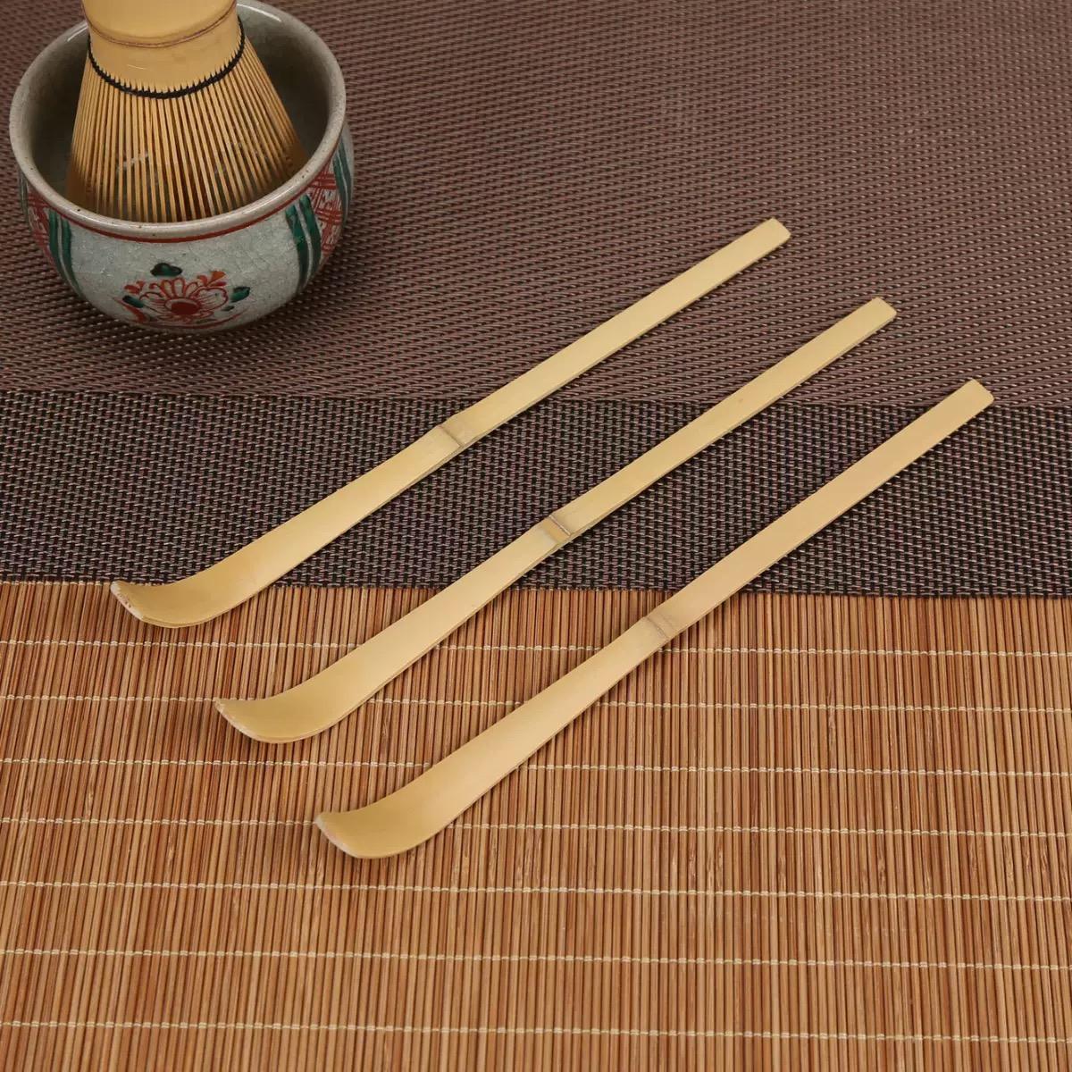 Kitchen Gadgets Pakistan - ช้อนไม้ชาเขียว ช้อนชา ช้อนตักชา ทำด้วยมือ ไม้ไผ่สีดำ ตะหลิวใบไม้