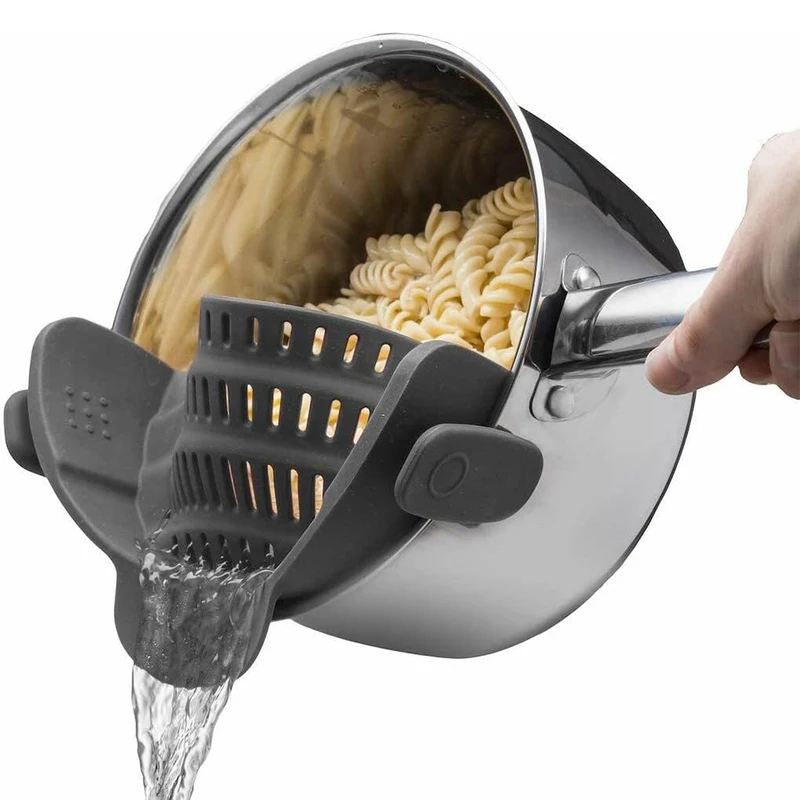 Kitchen Gadgets Pasta - ที่กรองซิลิโคนแบบหนีบสำหรับหม้อและกระทะ ที่กรองเส้นพาสต้า ผัก ผลไม้ อุปกรณ์ครัว