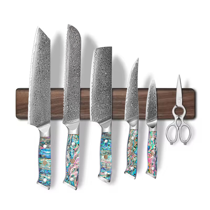 Magnetic Knife Strip - ที่วางมีดแม่เหล็กแข็งแรงทำจากไม้วอลนัท ขนาด 40x46 ซม. สำหรับเชฟ ชั้นวางมีดครัวแบบญี่ปุ่น