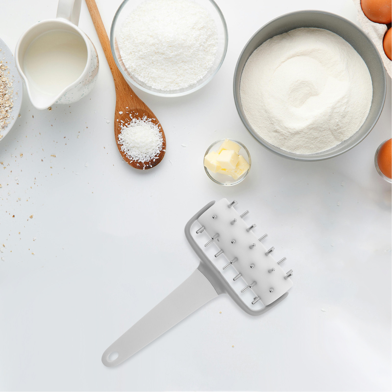 Pizza Stone Baking - ลูกกลิ้งแป้งพิซซ่าแบบมีปุ่ม สำหรับทำพิซซ่า คุกกี้ พาย ขนมอบ และขนมปัง