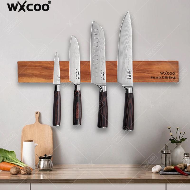 Magnetic Knife Strip - ที่เก็บมีดแม่เหล็กไม้กระถินเทศ แข็งแรง ทนทาน ชั้นวางมีด อุปกรณ์ครัวติดผนัง แถบแม่เหล็กสำหรับมีด