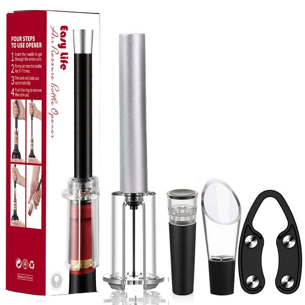 Kitchen Gadgets Pakistan - ชุดอุปกรณ์เสริมบาร์ ที่เปิดขวดไวน์ ทำจากอลูมิเนียมอัลลอยด์และ ABS พร้อมที่ดูดฝุ่น ที่เปิดขวดไวน์แบบสุญญากาศ