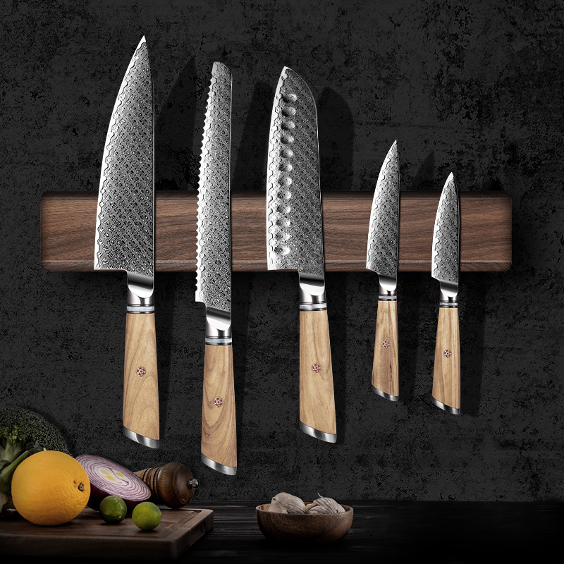 Magnetic Knife Strip - ที่วางมีดแม่เหล็กแรงสูง 40-46 ซม. ทำจากไม้วอลนัท สำหรับบ้าน ร้านอาหาร