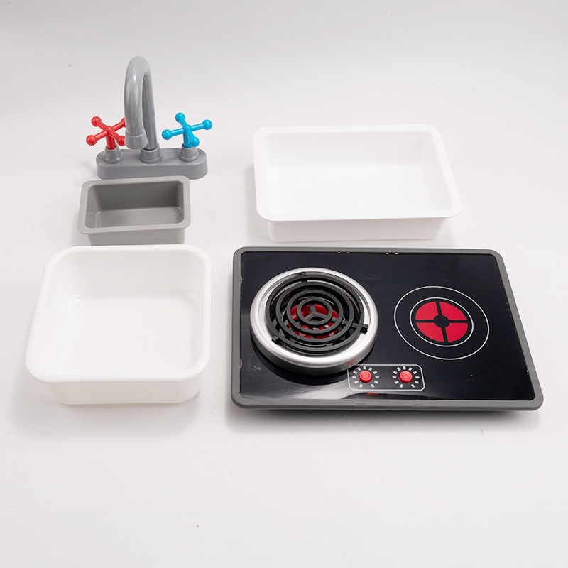 Kitchen Gadgets And Toys - ชุดครัวไม้จำลองสำหรับเด็ก พร้อมเตาแม่เหล็กไฟฟ้าจำลอง ของเล่นเสริมพัฒนาการ มีเสียง ตอบสนองต่อการเล่น ฝึกทำอาหารเสมือนจริง