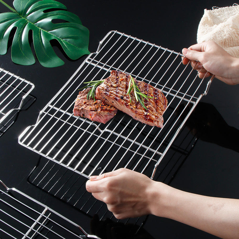 Kitchen Gadgets Products - สแตนเลสบาร์บีคิวตาข่ายเสื่อReusableความต้านทานความร้อนBBQเบเกอรี่สุทธิPadครัวทำอาหารเตาขาตั้งLinerอุปกรณ์เสริมเครื่องมือ