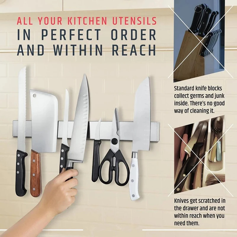 ราวมีดแม่เหล็กแบบมืออาชีพราว t - Magnetic Knife Strip บทวิจารณ์และราคา