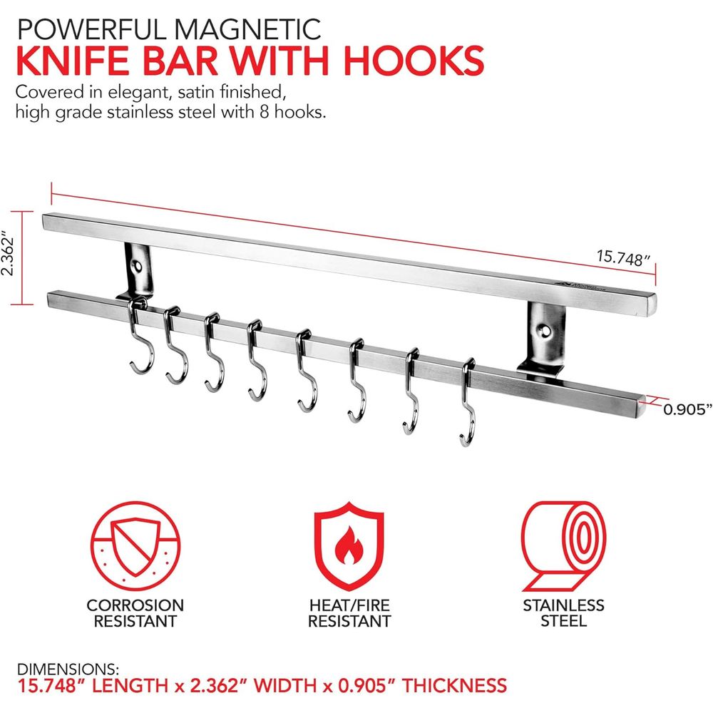 ที่วางมีดแม่เหล็กโลหะสแตนเลสขน - Magnetic Knife Strip บทวิจารณ์และราคา